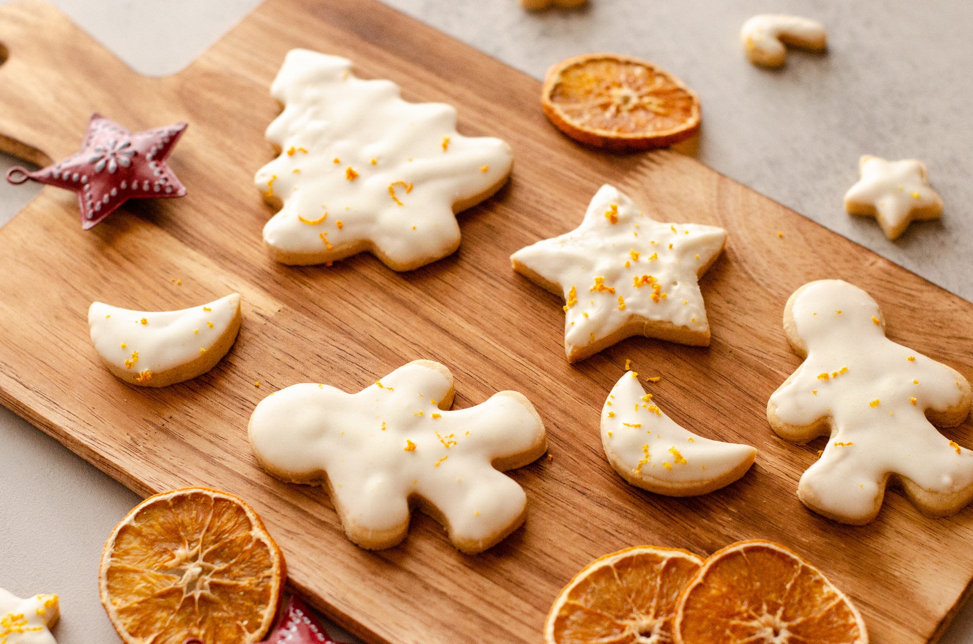 White chocolate citrus cut-out cookies with soft icing, homemade and fresh-baked by Chillable Bake Shop in Darien, Wisconsin.